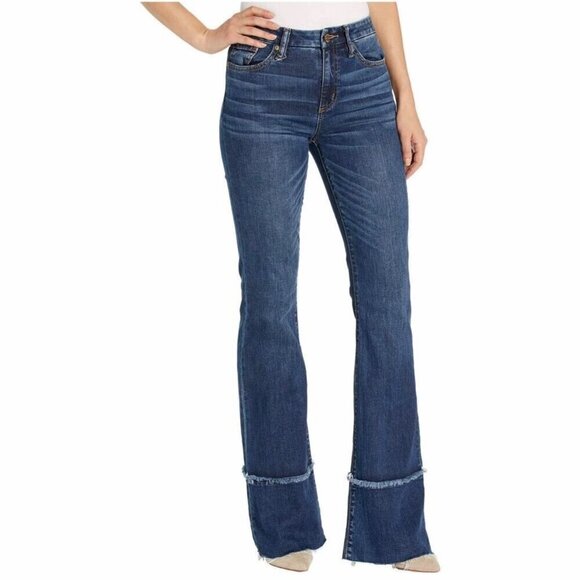 Miss Me 29 (7/8) High Rise Flare Women’s Jeans Frayed Fringe Hems Stretch - Picture 14 of 14